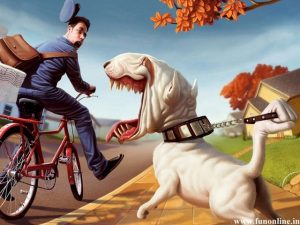 Funny-Postman-Vs-Dog-Wallpaper dog bites